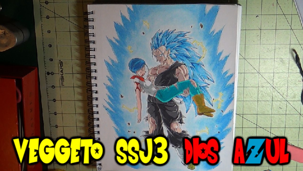 Dibujando a veggeto ssj3 Drawing Vegetto ss3 god blue (reto vs amistoso y festejo)