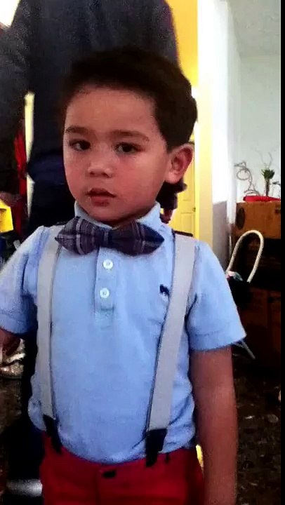 This little hipster. "In the name of the father son, holy spirit. amen"