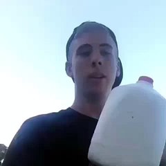 Kid hit with gallon of milk!
