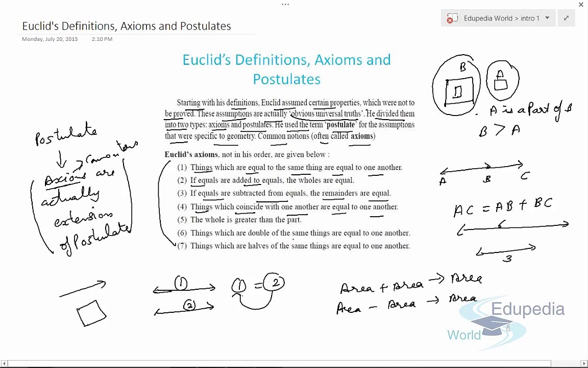 Euclid's Geometry Definition, Axioms and Postulates
