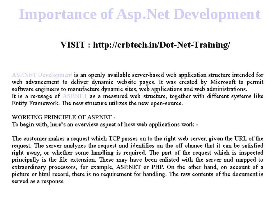 Importance of Asp Dot Net Development