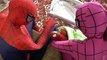 Pink Spidergirl and Spiderman with Spiderbaby in Real Life Superhero Parents