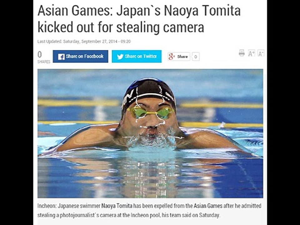 Japanese Swimmer Naoya Tomita Caught Stealing South Korean journalist’s camera at Asian Games