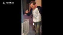 Dog goes absolutely mad when dad comes home