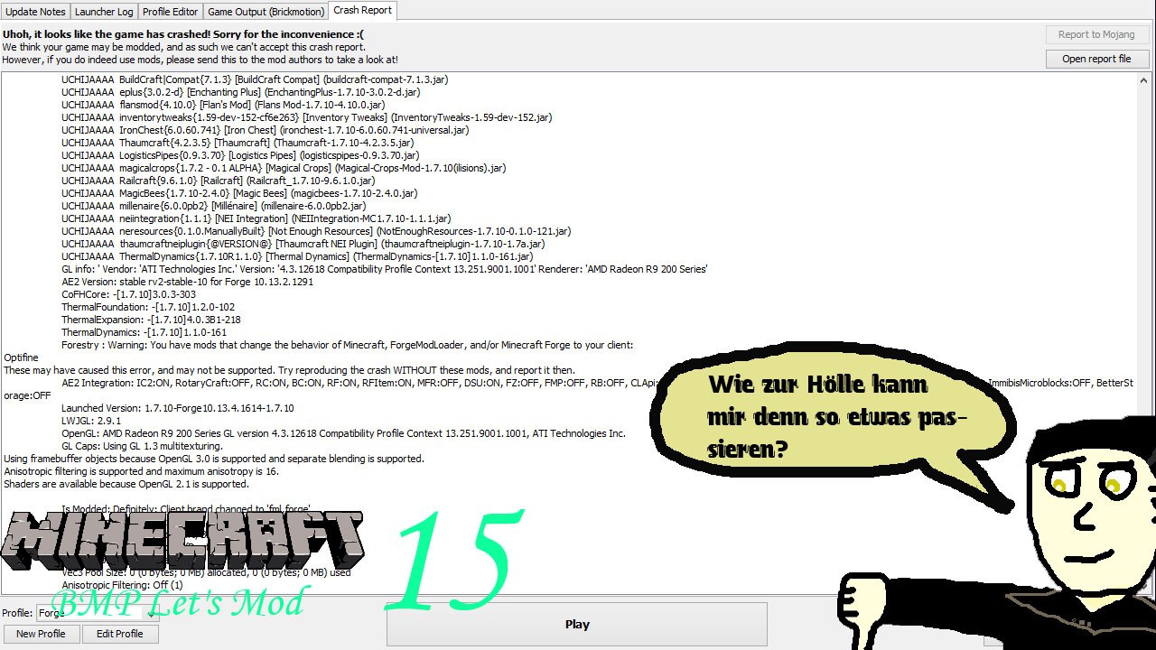 Minecraft BMP Let's Mod 15: Spielabstürze und andere Probleme