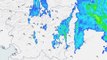 Radarska slika padavin nad Slovenijo, 11.-12.09.2014, 23:00 - 11:00