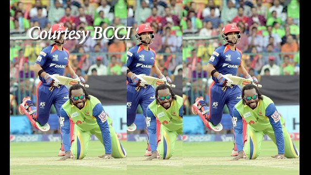 Chris Gayle Hits Yuvraj Singh With His Bat - -