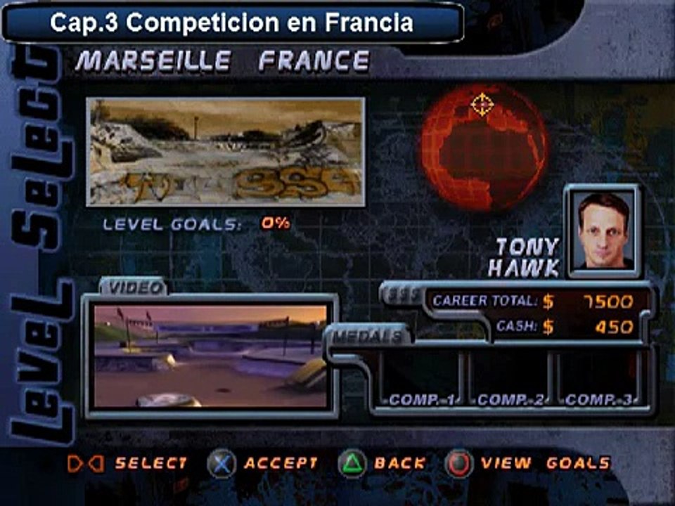 Gameplay -Tony Hawk's Pro Skater 2 - Nivel 3 - Competicion en Francia