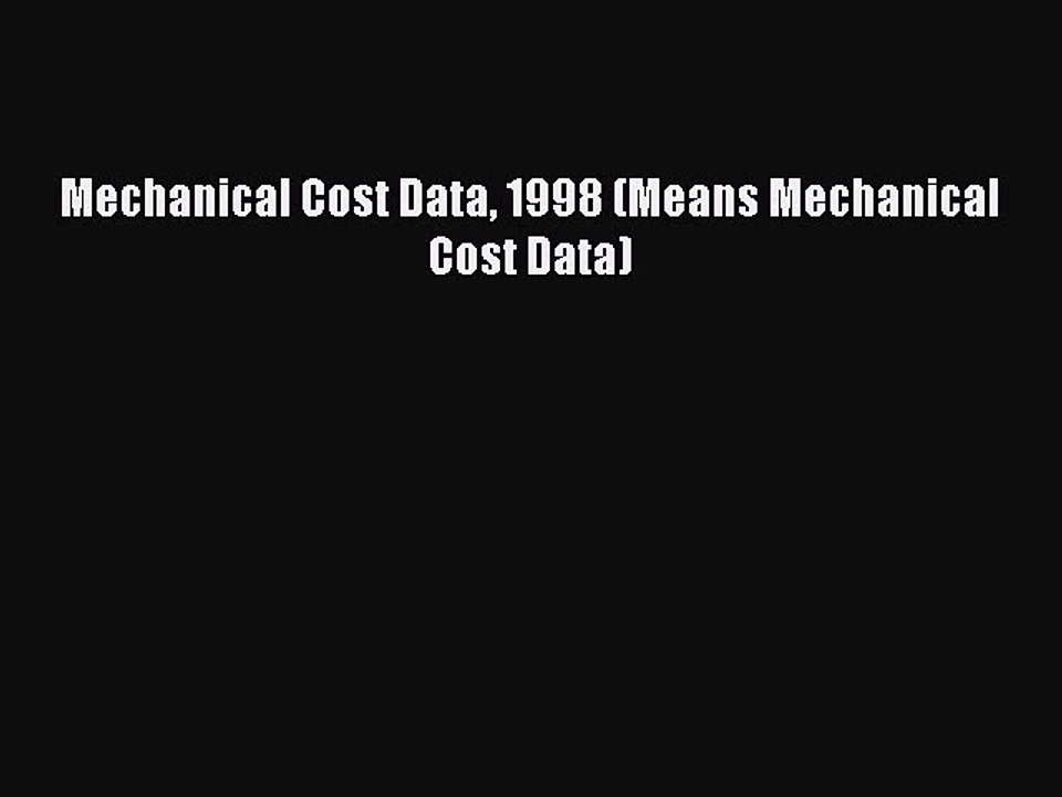 EBOOKONLINEMechanical Cost Data 1998 (Means Mechanical Cost Data)BOOKONLINE
