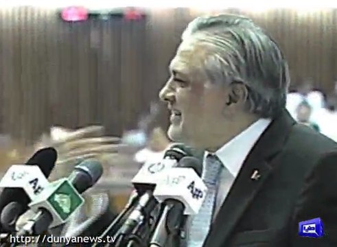 Ishaq Dar in light mood during Budget Speech in National Assembly