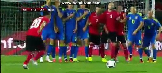 Lorik Cana Hits The Post - Albania 1-2 Ukraine - 03.06.2016