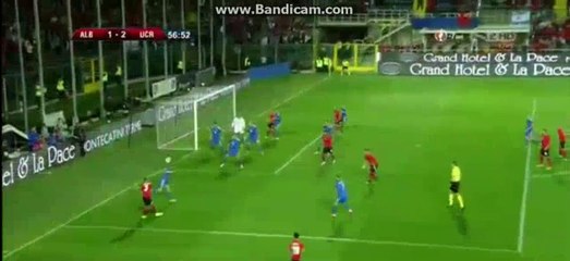 Lorik Cana Hits The Post - Albania 1-2 Ukraine - 03-06-2016