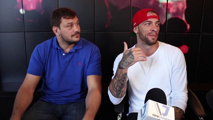 Matt Mitrione, Joe Schilling media scrum at Viacom's Los Angeles office