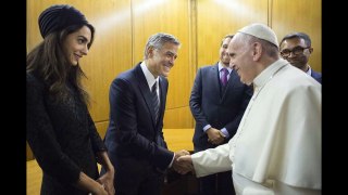 George and Amal Clooney Are All Smiles While Meeting Pope Francis in Rome