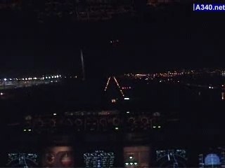 Airbus 340 landing - cockpit