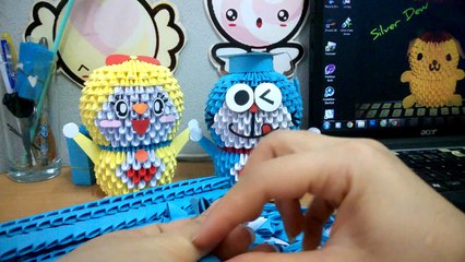 How to make 3d Origami Doremon - Hướng dẫn xếp Đô rê mon chi tiết