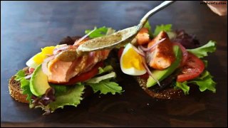 Recipe Open Face Salmon Sandwich with Sweet Mustard Sauce Recipe