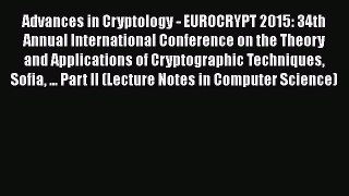 Read Books Advances in Cryptology -- EUROCRYPT 2015: 34th Annual International Conference on