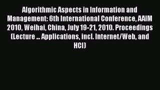 Read Books Algorithmic Aspects in Information and Management: 6th International Conference