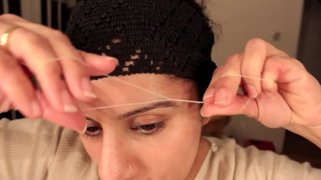 Threading my moustache and eyebrows