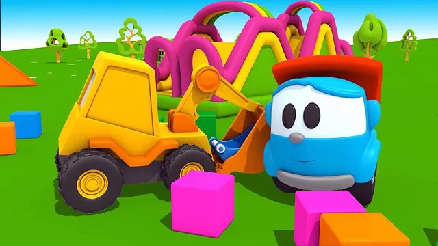 Мультики про машинки Грузовичок Лёва, Экскаватор Мася и маленький Экскаватор - Капу! Конструктор 3D