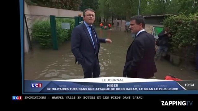 Inondations : Manuel Valls sort les bottes et se retrouve les pieds dans l’eau (Vidéo)