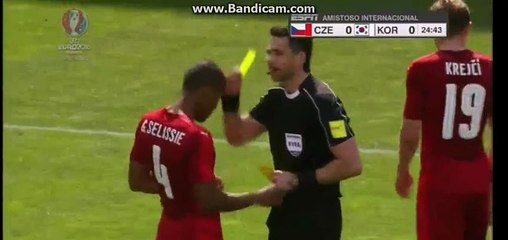 Selassie Get Red CARD - Czech Rep 1-2 Korea Rep - 05-06-2016