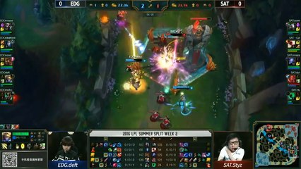2016 LPL Summer - Group A - W2D4: Edward Gaming vs Saint Gaming (Game 1)