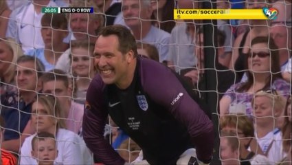 Ronaldinho Terrible Free Kick Attempt vs David Seaman During Soccer Aid!