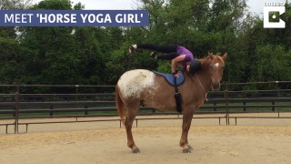 Flexible Yoga Instructor Stretches Out On Horseback