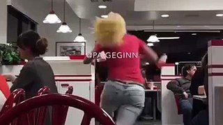 Extreme Fail! Girl falls hard at a fast food resturaunt