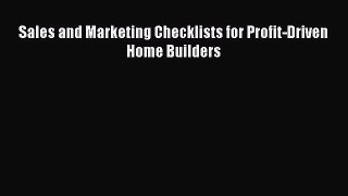 EBOOKONLINE Sales and Marketing Checklists for Profit-Driven Home Builders BOOKONLINE