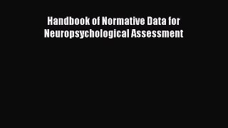 PDF Handbook of Normative Data for Neuropsychological Assessment Free Books