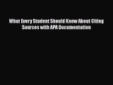 Read Book What Every Student Should Know About Citing Sources with APA Documentation PDF Free