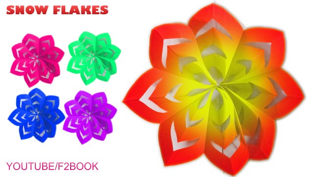 Paper Craft - DIY - How To Make 3D SnowFlakes - Tutorial - F2BOOK VIdeo 146