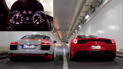 Ferrari 458 Speciale VS  Audi R8  !Revs BATTLE Race