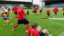 Niall Horan is reunited with Louis Tomlinson and Olly Murs ahead of Soccer Aid in Manchester