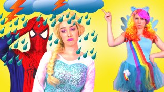 Spiderman & Frozen Elsa vs My Little Pony Rainbow Dash! w_ Pink Spidergirl captain america Iron man (1080p_30fps_H264-128kbit_AAC)