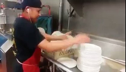 Incredibly Fast Dishwasher Washing Dishes