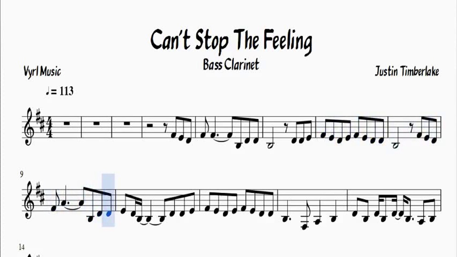 Sheet Music Can T Stop The Feeling Justin Timberlake Bass Clarinet Video Dailymotion