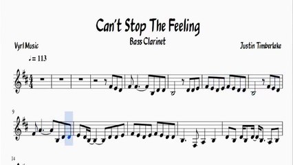 (Sheet Music) Can't Stop The Feeling - Justin Timberlake - Bass Clarinet