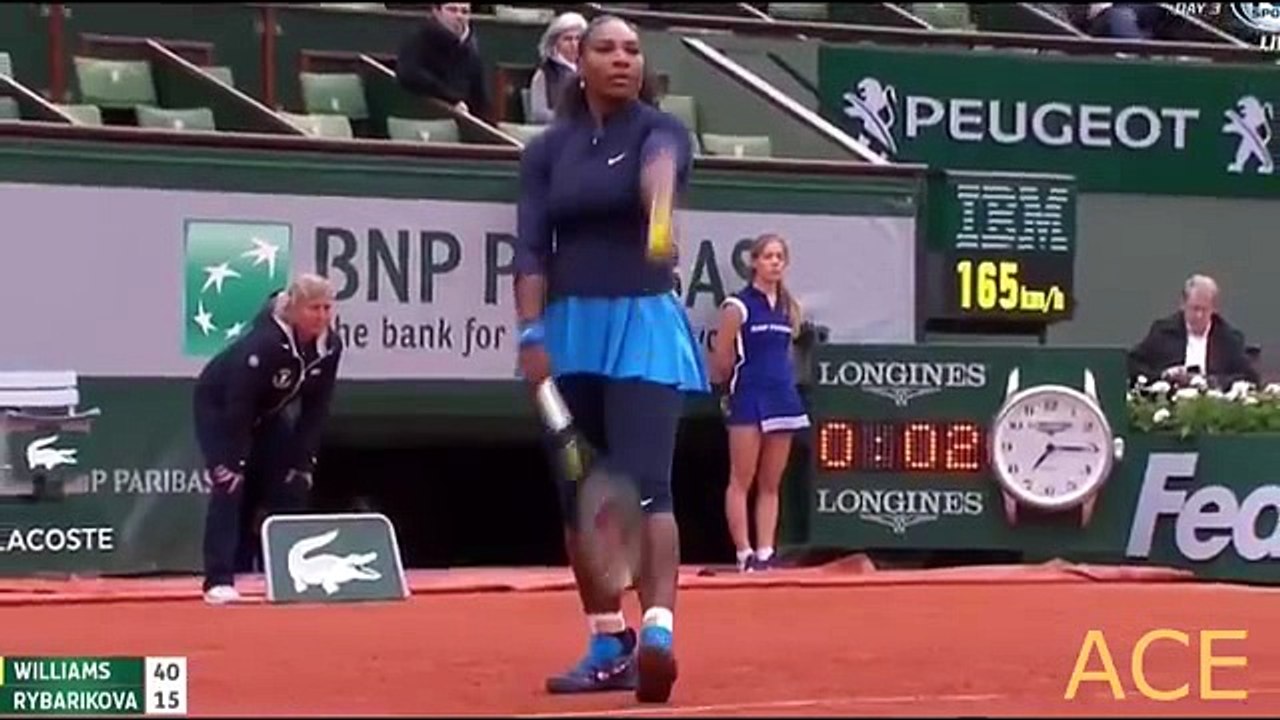 Serena Williams vs Magdalena Rybarikova - 2016 24-MAY tennis highlights HD1080p60 by ACE