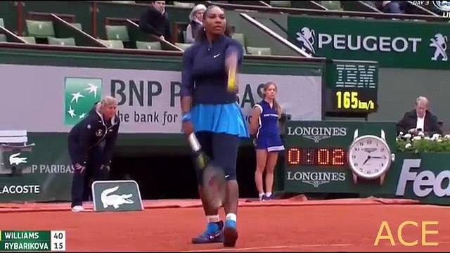 Serena Williams vs Magdalena Rybarikova - 2016 24-MAY tennis highlights HD1080p60 by ACE