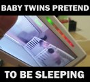 Baby Twins Pretend To Be Asleep When Mom Watches!