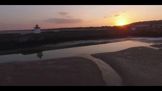 Sunset at Burry Port Carmarthenshire Wales Drone Footage
