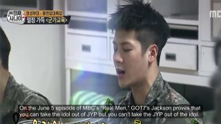 GOT7′s Jackson Gets Told Off For Singing Army Song “JYP Style” On “Real Men”