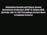 Read Information Security and Privacy: Second Australasian Conference ACISP '97 Sydney NSW