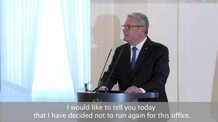 German president Gauck says will not stand for second term