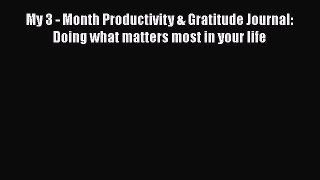 Read Book My 3 - Month Productivity & Gratitude Journal: Doing what matters most in your life