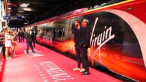 Liam Hemsworth and Jeff Goldblum hit London's Euston station